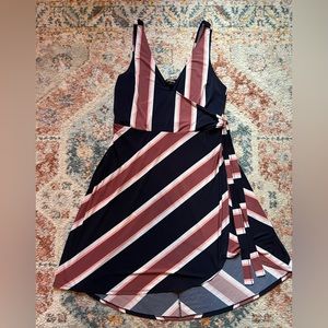 Express Navy, Pink, White Faux Wrap Dress